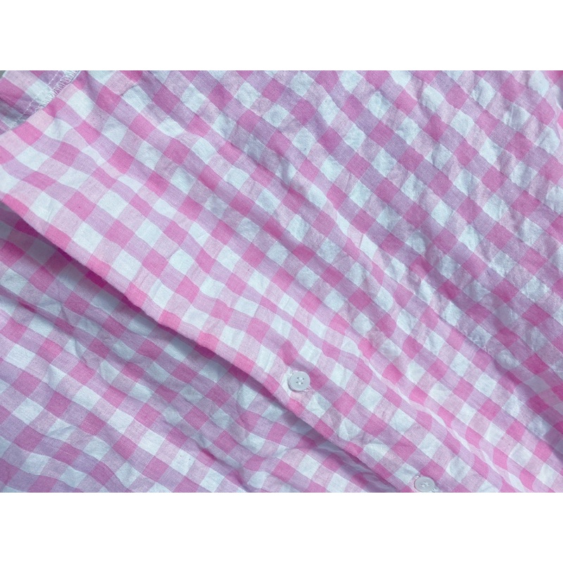 Áo đầm váy hồng caro tươi trẻ phong cách_thanh lý 2hand giá rẻ like new