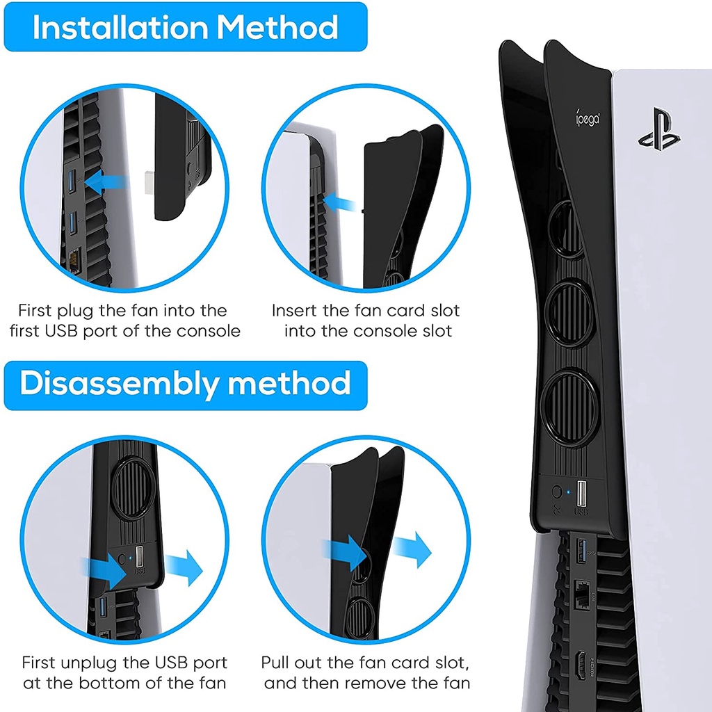 IPEGA Đế Sạc Đứng Đứng Kèm Quạt Tản Nhiệt Cho Tay Cầm Chơi Game Ps5 Ps5 Cho Playstation 5 Pg-P5009