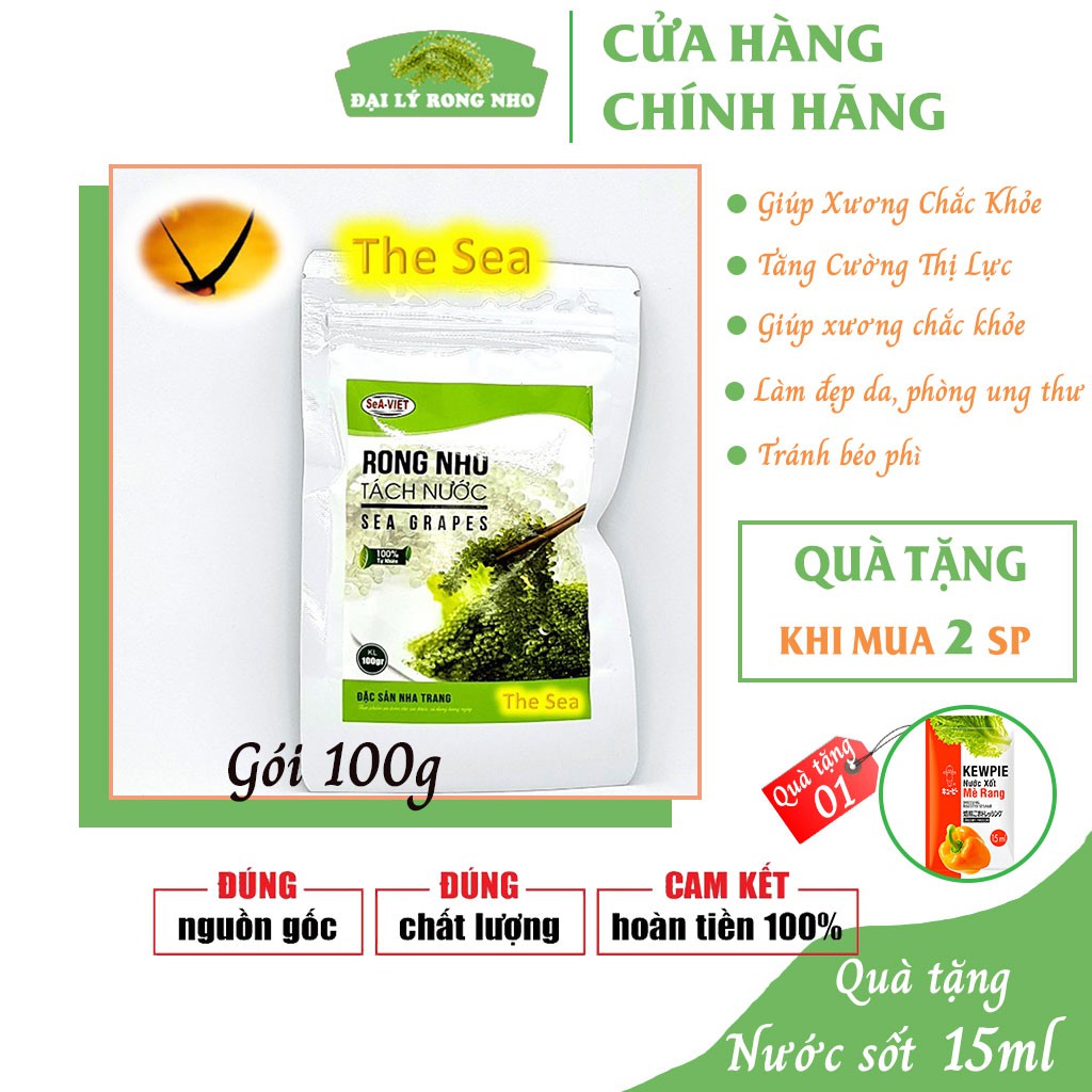 Rong nho tách nước Sea Việt gói 100g, tác dụng của rong nho, bảo quản rong nho, cách ăn rong nho ngon kèm sốt mè rang