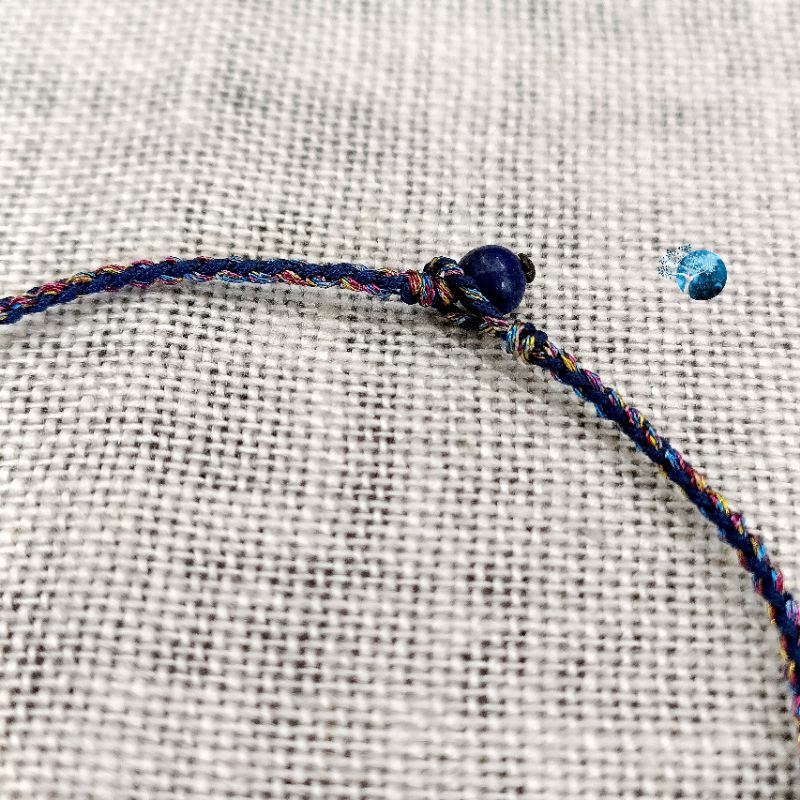 Vòng tay tết dây ngũ sắc sợi mảnh tông xanh