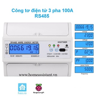 Công tơ 3 Pha 6 Thông Số 100A Modbus RS485 DTS6619 (Hỗ trợ Home Assistant) Hass