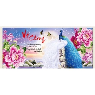 Tranh thêu chữ thập 3d Vợ chồng LV3182 83x43 ( chưa thêu )