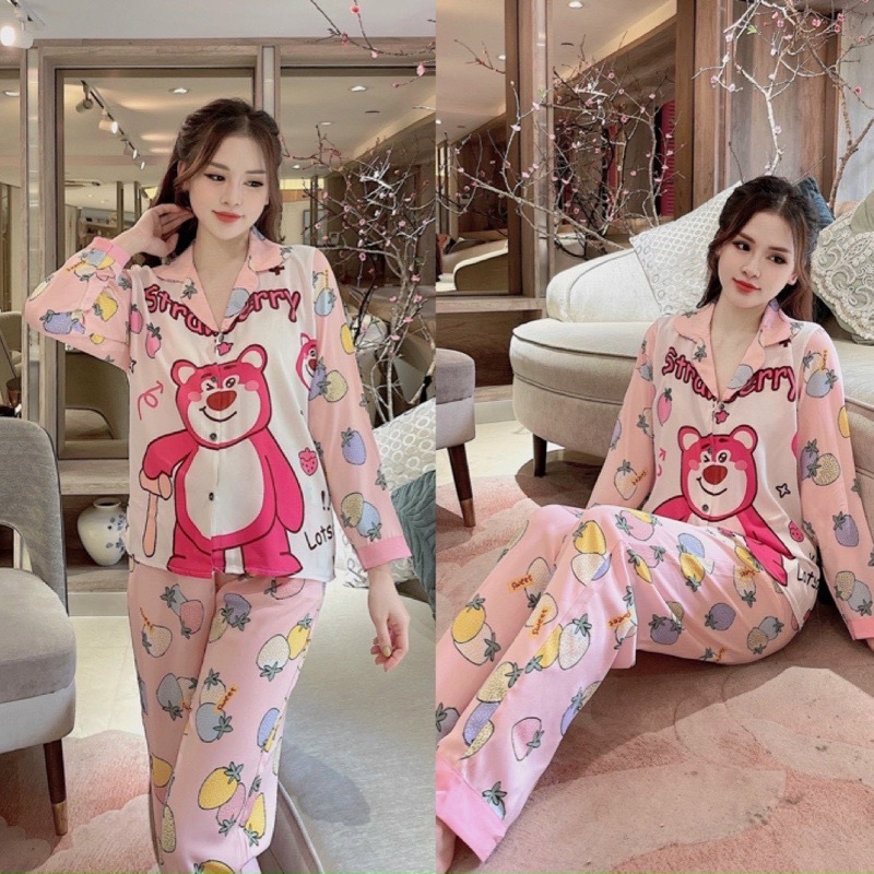 Đồ bộ Pyjama tay dài quần dài chất mango freesize dưới 60kg RM Fashion