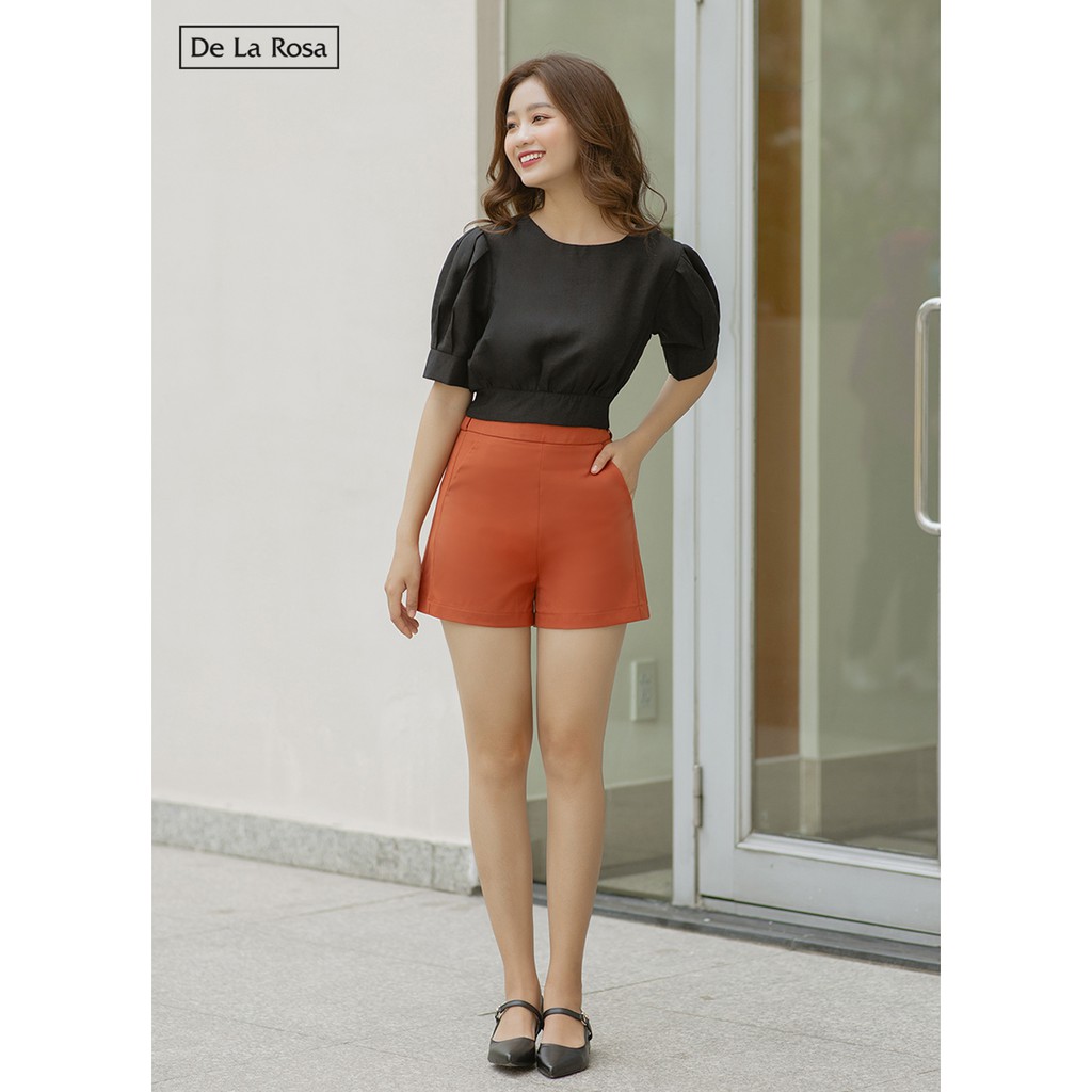Quần short đùi nữ túi xéo đai lưng thiết kế dạo phố - De La Rosa