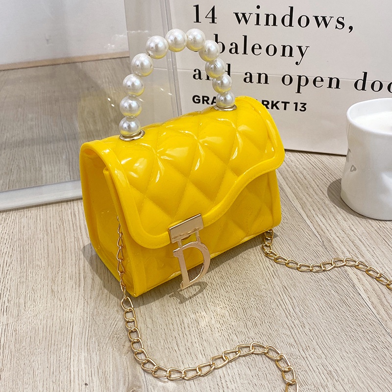Túi Đeo Chéo Mini Bằng Silicone Đính Ngọc Trai Thời Trang Dành Cho Nữ
