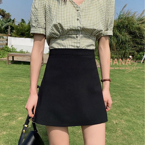 Chân váy chữ A ngắn màu đen cạp lưng cao có quần lót trong - Mặc đi làm Công sở Đi học sinh Đi Chơi đẹp - Vải Vitex mềm | BigBuy360 - bigbuy360.vn