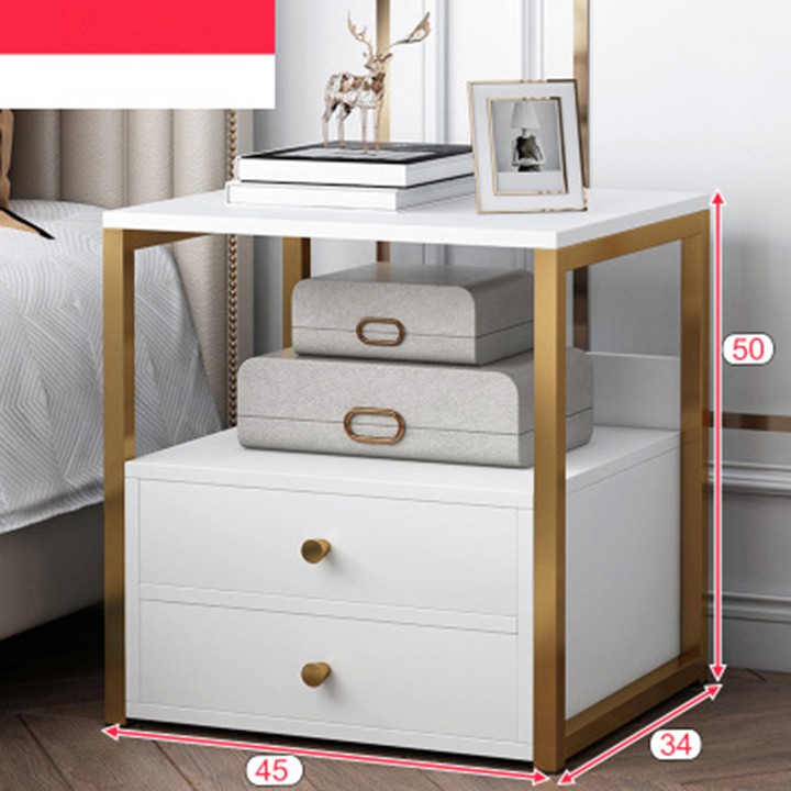 Táp Tủ Đầu giường hiện đại 2 ngăn kéo Tủ táp đầu giường gỗ cao cấp PUK012