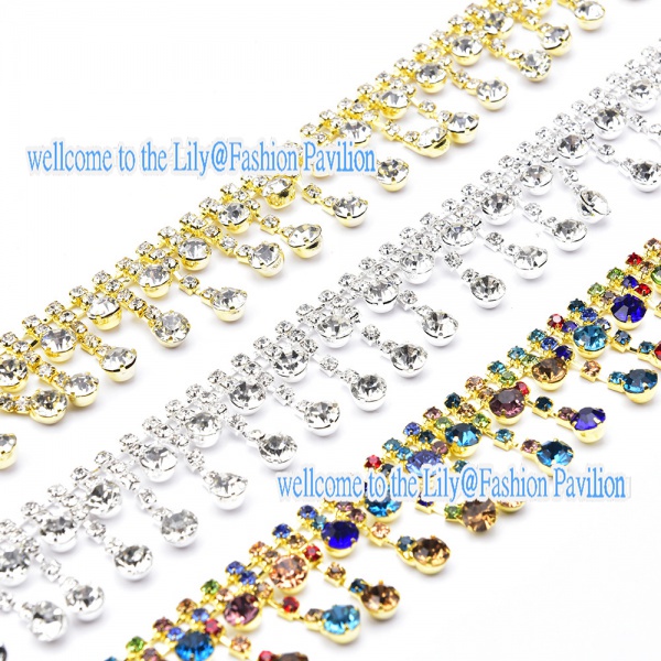 1906374     Dây Xích Tua Rua Đính Đá Pha Lê Màu Vàng / Bạc 1 Kích Thước Dùng Trang Trí Rèm Cửa