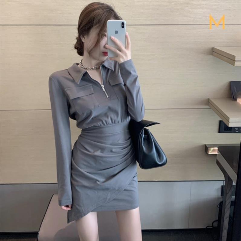 Đầm Sơ Mi Cổ Bẻ Phong Cách Hàn Quốc Thanh Lịch Cho Nữ A9
