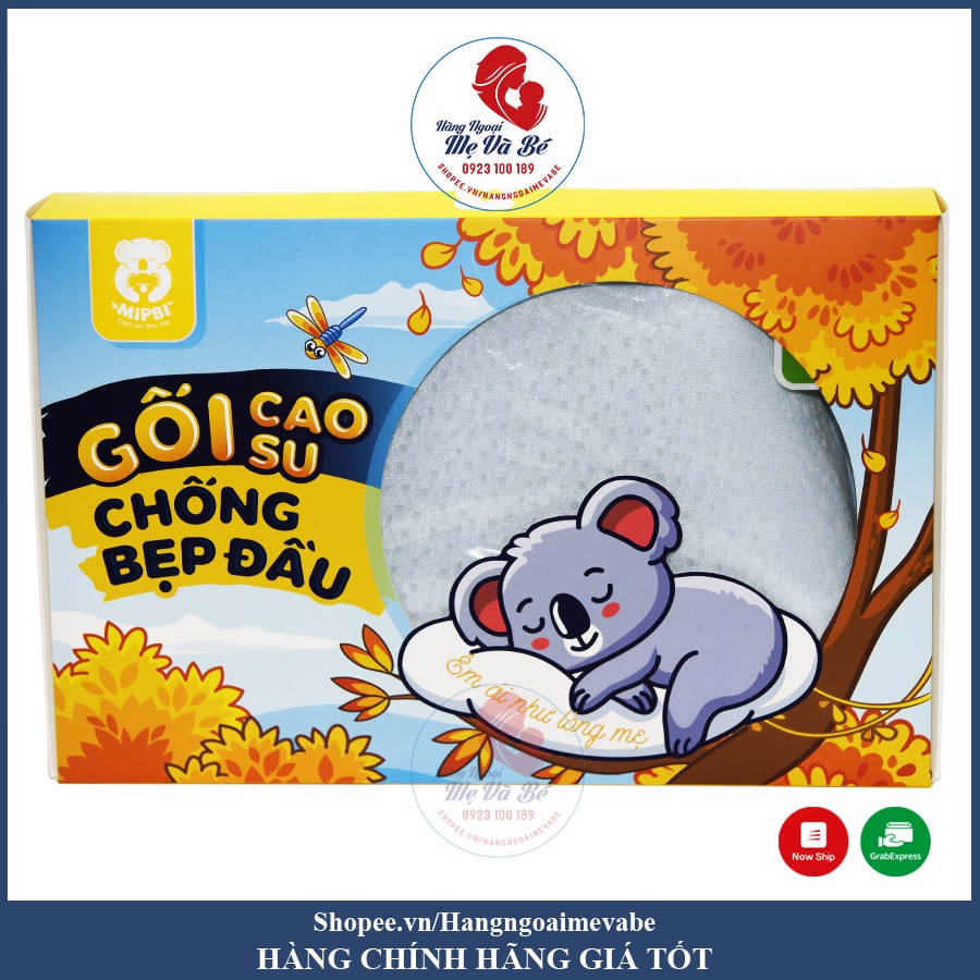 Gối chống bẹp đầu Mipbi, gối cao su non chống bẹp đầu cho bé (tặng kèm vỏ gối thay thế)