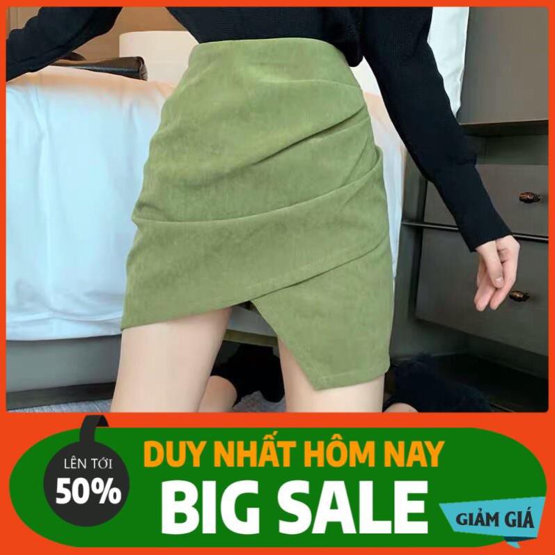 HOT HOT chân váy ngắn nữ vạt xéo nhún quảng châu