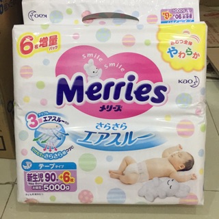 Bỉm dán, Quần merries nội địa cộng miếng NB 90+6, S82+6,M58+6, L54+4, L44+6,XL 38+6
