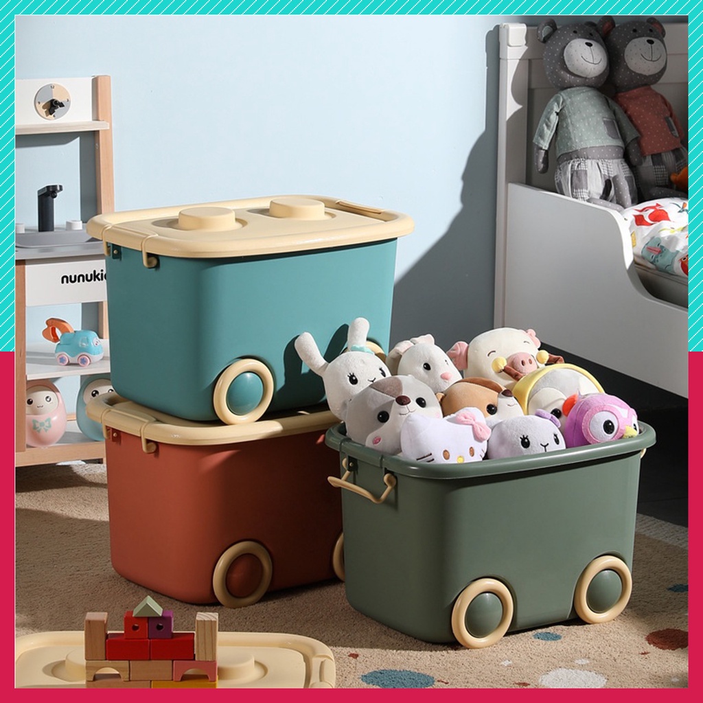 Thùng nhựa vuông bánh xe đựng đồ Đồ chơi trẻ em và quần áo cất giữ,Chất liệu nhựa đẹp, an toàn