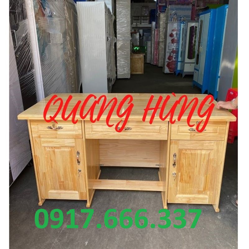 Bàn làm việc giám đốc gỗ thông màu vàng 1m4x75x70cm cao cấp dành cho văn phòng