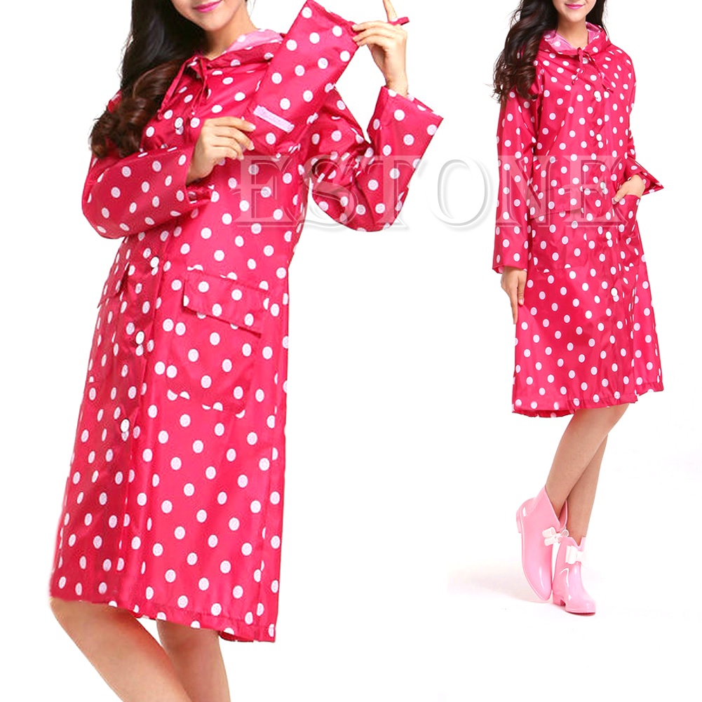 Áo Mưa Chống Thấm Nước Họa Tiết Chấm Bi Thời Trang Cho Nữ