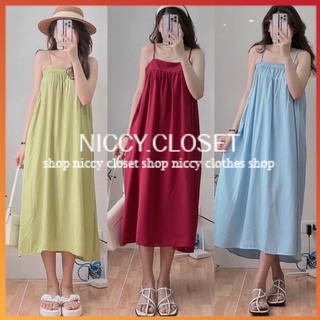 Váy hai dây đi biển đi chơi váy maxi xinh xắn V1