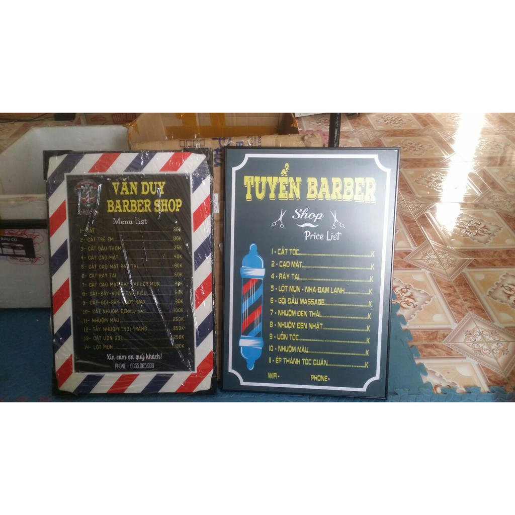 Menu Barber Shop, Bảng Giá Barber Shop Làm Theo Yêu Cầu Khách Hàng