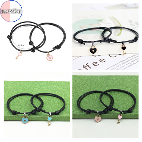 Vòng Tay Da Pu Mặt Ổ Khóa Và Chìa Khóa Cho Cặp Đôi