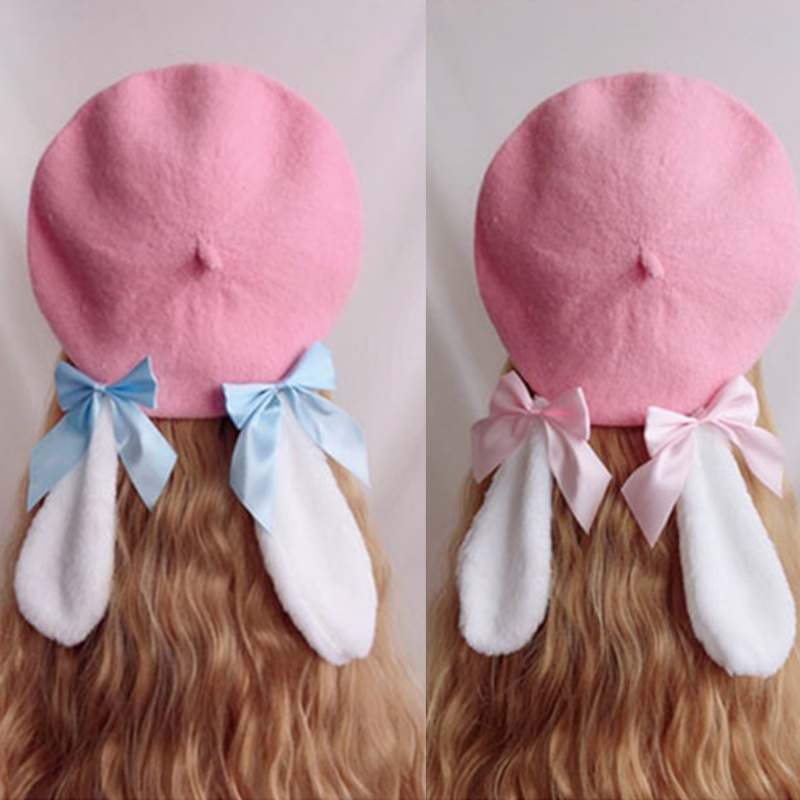 Mũ Nồi Phối Lông Thỏ Dễ Thương Cho Nữ