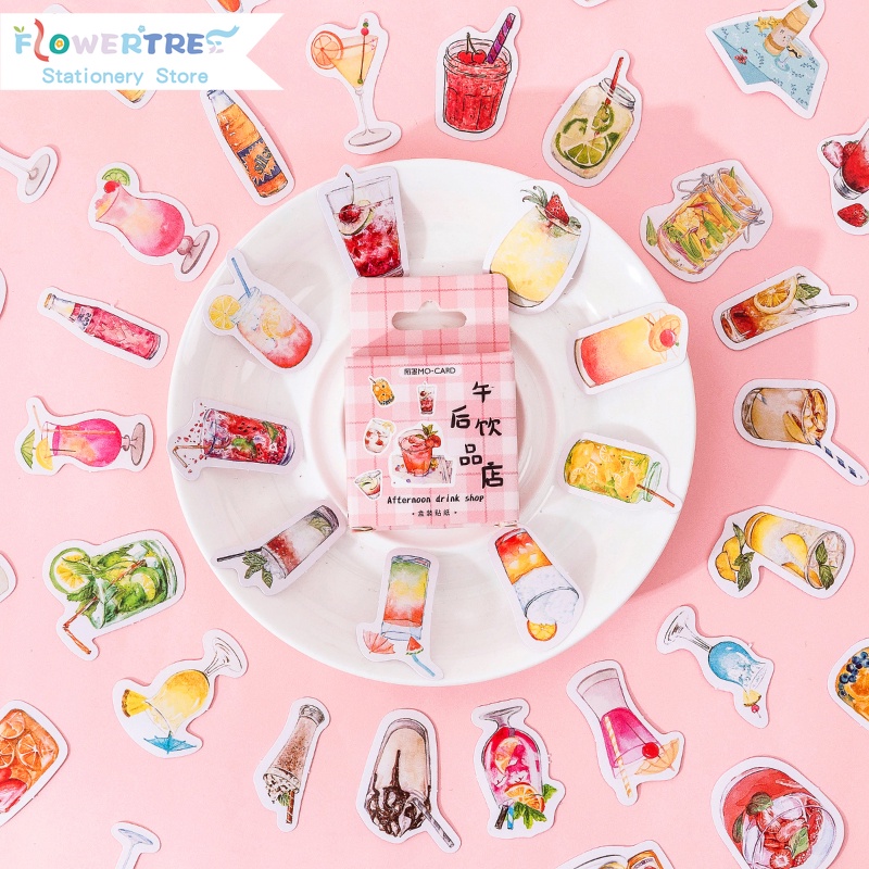 Flowertree 45 Sticker Trang Trí Hình Đồ Uống