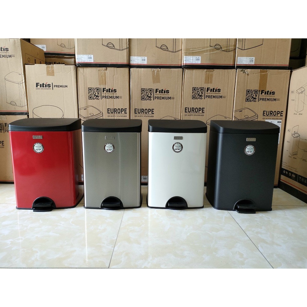 Thùng rác inox fitis 15l đạp chân cao cấp