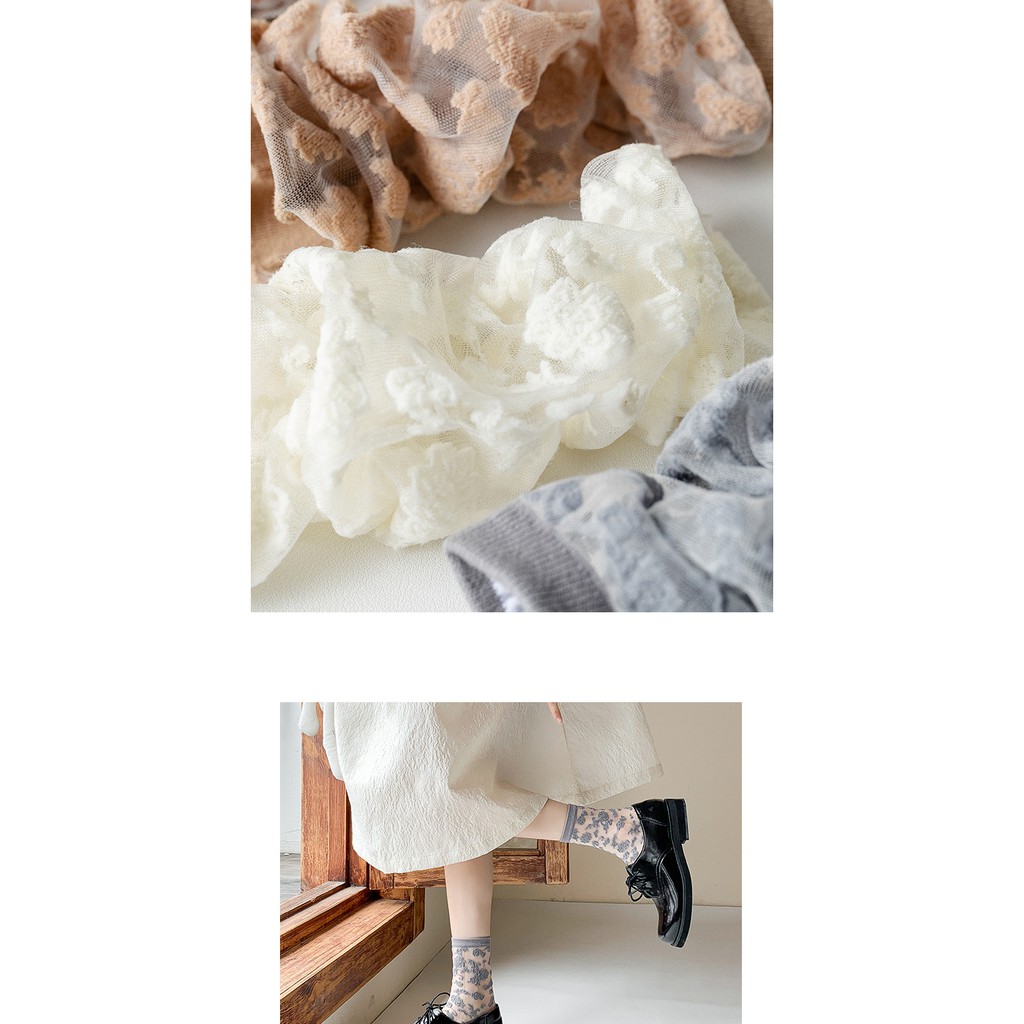 Tất ren Lolita Cổ cao Dễ thương Vớ ren JK Cao cổ Chất lụa mềm Cute