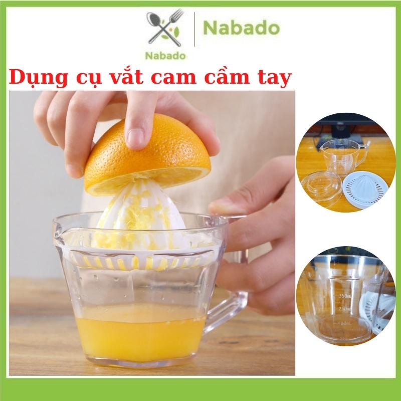 Dụng cụ vắt cam cầm tay nhựa Việt Nhật trong suốt có kèm nắp lưới lọc và can đựng có chia vạch