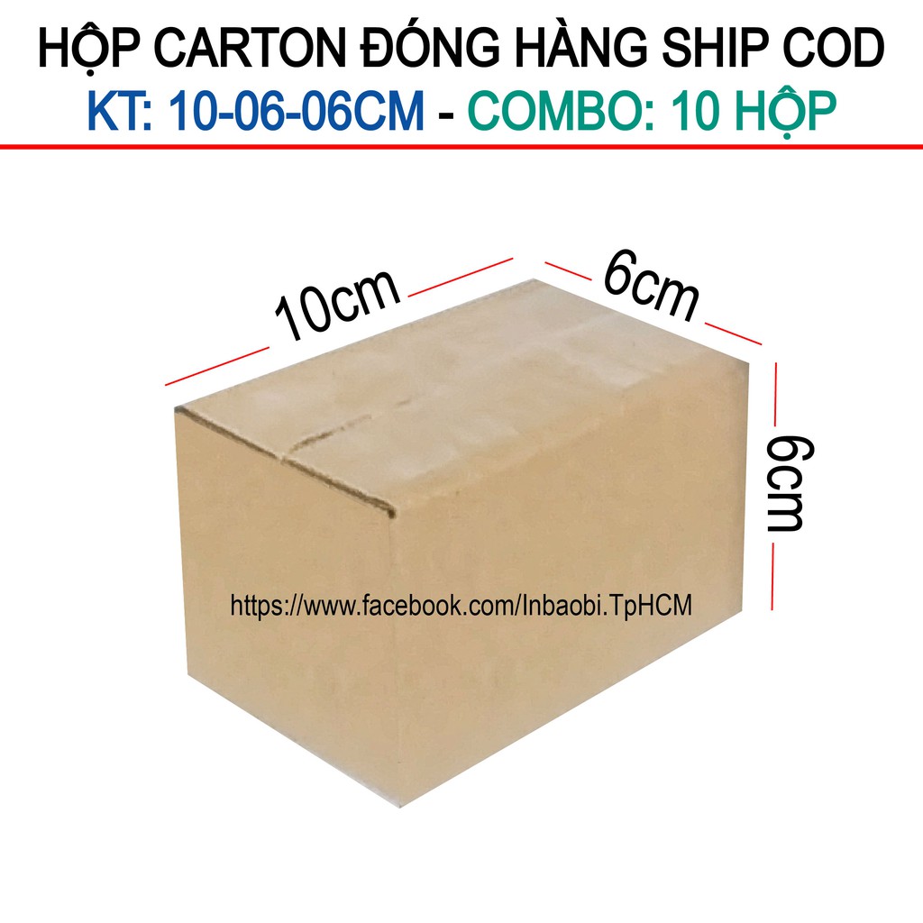 10 Hộp 10x6x6 cm, Hộp Carton 3 lớp đóng hàng chuẩn Ship COD (Green &amp; Blue Box, Thùng giấy - Hộp giấy giá rẻ)