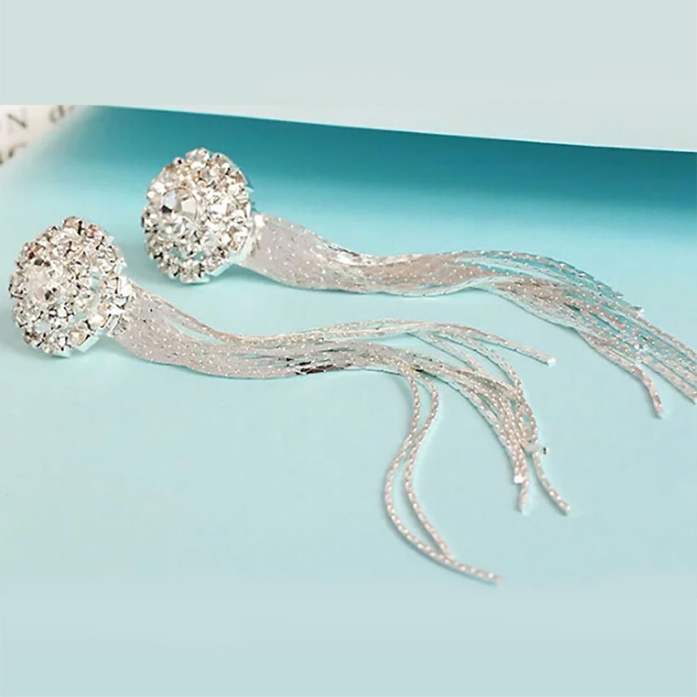 Khuyên tai tua rua dài đính đá thời trang thanh lịch dành cho nữ