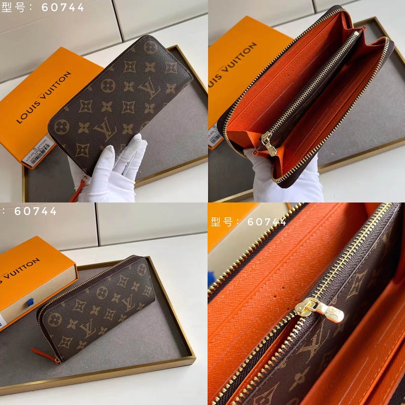 Sẵn sàng giao hàng 100% nguyên bản chính hãng Louis Vuitton LV nữ dây kéo mới Ví Clemence có hộp 60744