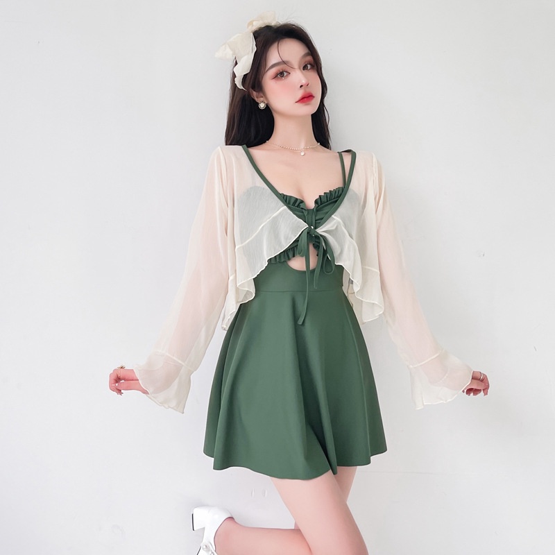 Đồ Bơi Một Mảnh Tay Dài Phong Cách Thời Trang Hàn Quốc Mới Trẻ Trung Quyến Rũ