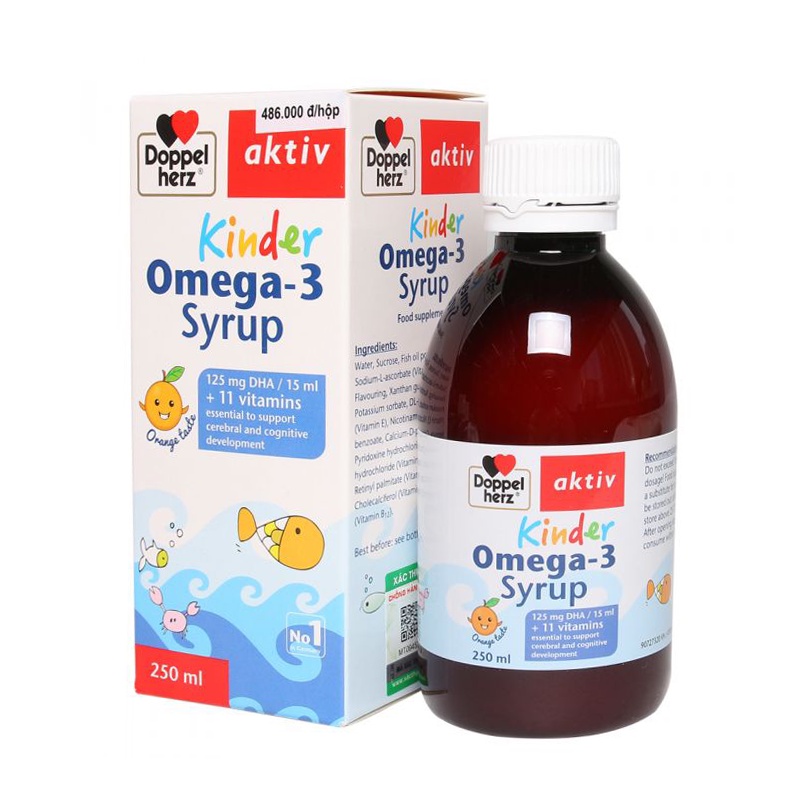 Doppelherz Aktiv Kinder Omega-3 Syrup.Hỗ Trợ Phát Triển Não Bộ,Thị Lực Cho Bé