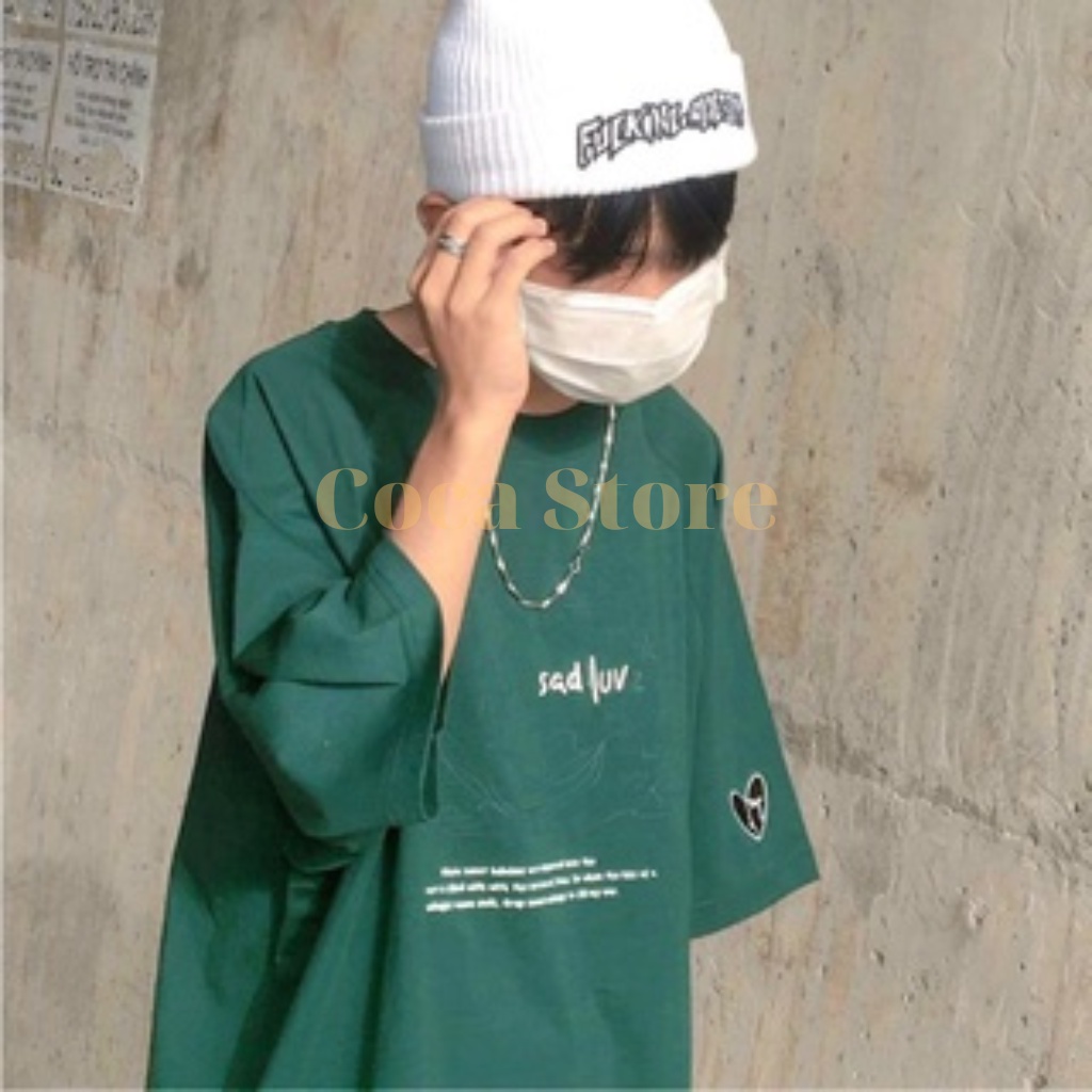 Áo thun tay lỡ LUV form rộng unisex, áo thun nam nữ phong cách hàn quốc chất cotton mềm mịn