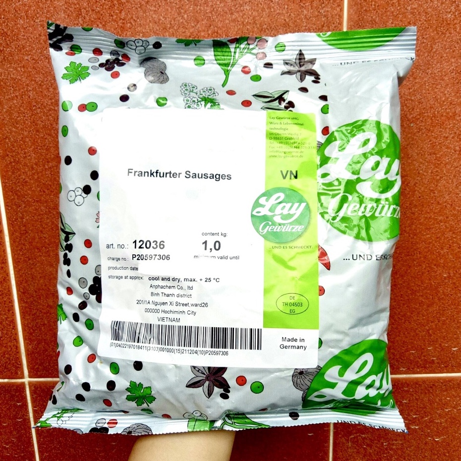 1Kg Gia vị làm xúc xích Frankfurter Sausages hàng Đức - Thành phần thảo mộc tự nhiên
