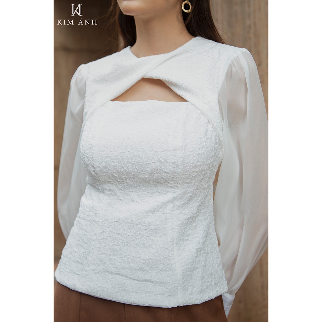 Áo Kiểu Thiết Kế Nữ, Áo Sơ Mi Nữ Công Sở Kim Ánh Rita Top Tay Dài Thanh Lịch | BigBuy360 - bigbuy360.vn