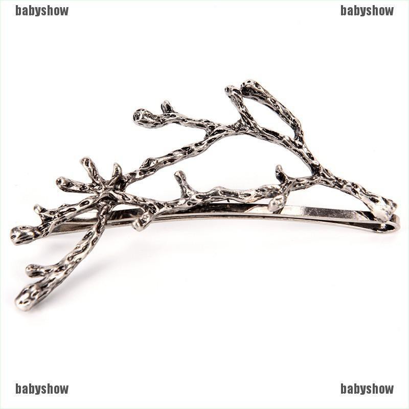 ❤ Kẹp Tóc Kim Loại Xi Vàng / Bạc Hình Cành Cây