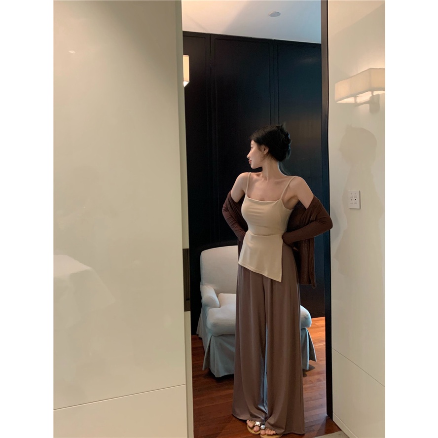 Cocory vn Áo Croptop Hai Dây Màu Trơn Dáng Ôm Thời Trang Mùa Hè Quyến Rũ Cho Nữ