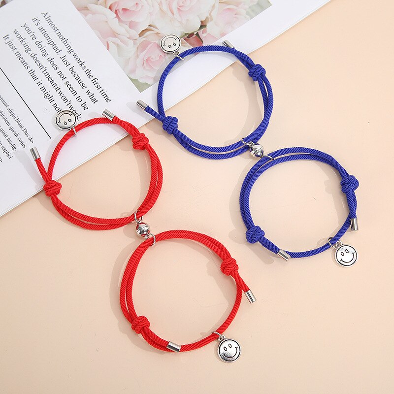 Set 2 vòng tay bện mặt dây hình mặt cười thời trang cho cặp đôi