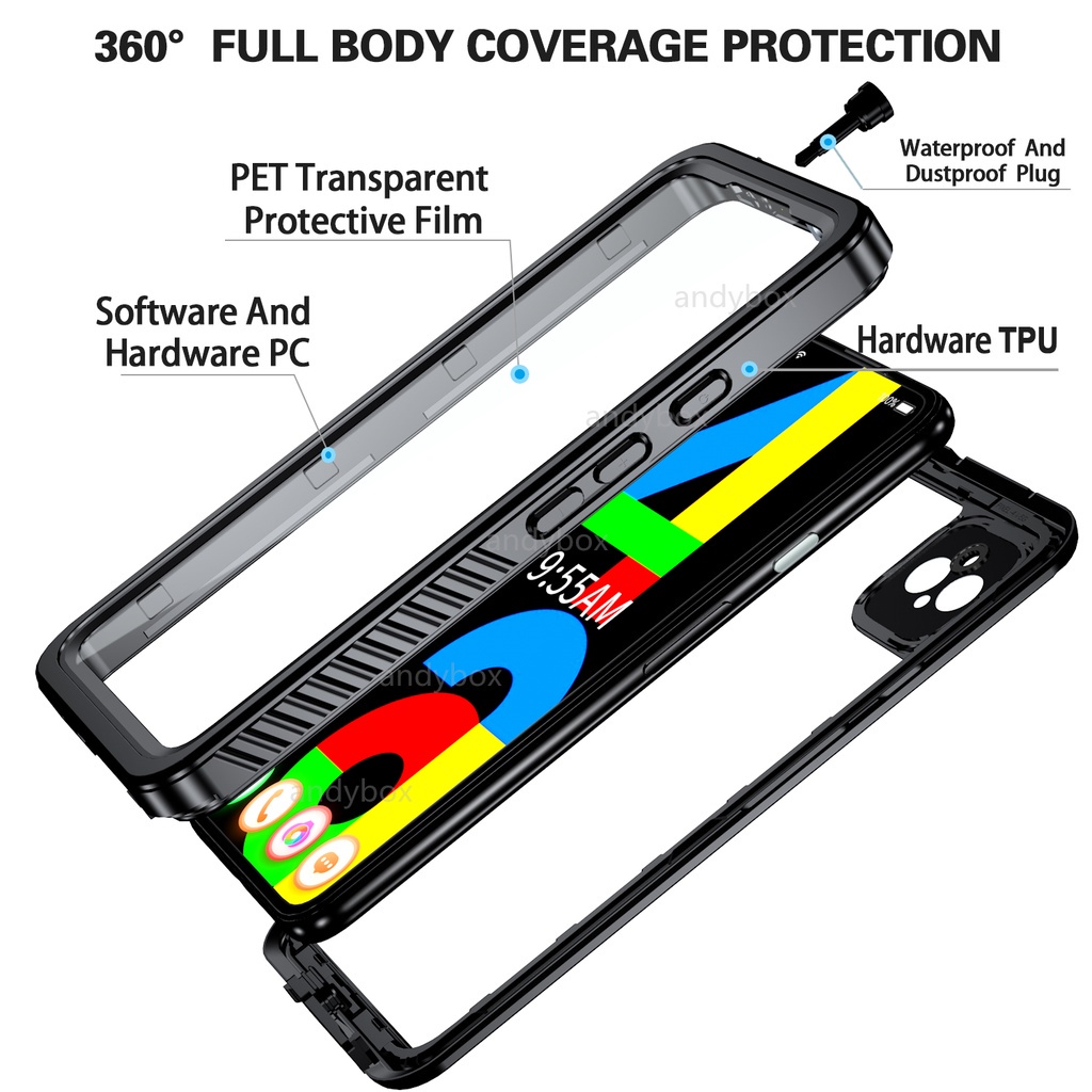 【IP68 Waterproof Case】 For Google Pixel 4a 5G Case Water Proof Diving Out Sport 360 Protect Seal Case