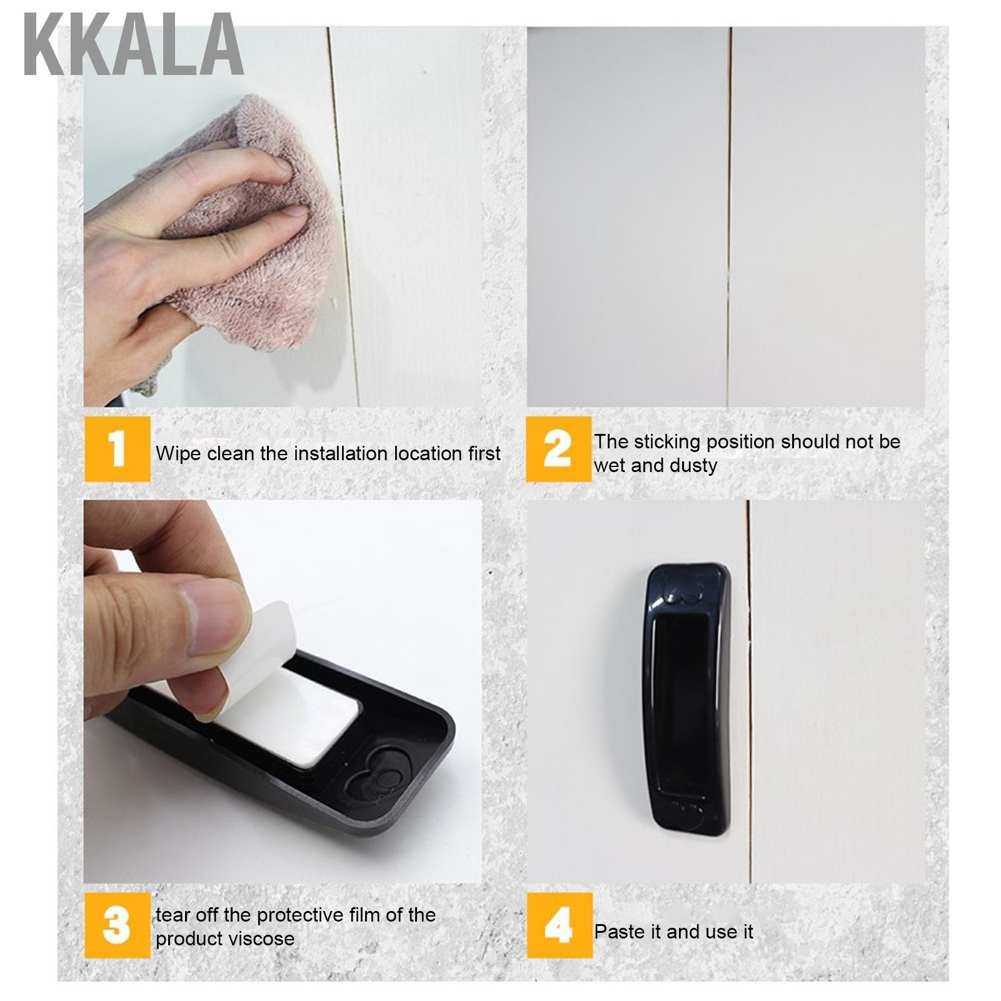 Kkala 4pcs Black No‑Drill Sliding Door Handle Pasted Plastic for Home Cabinet Drawer