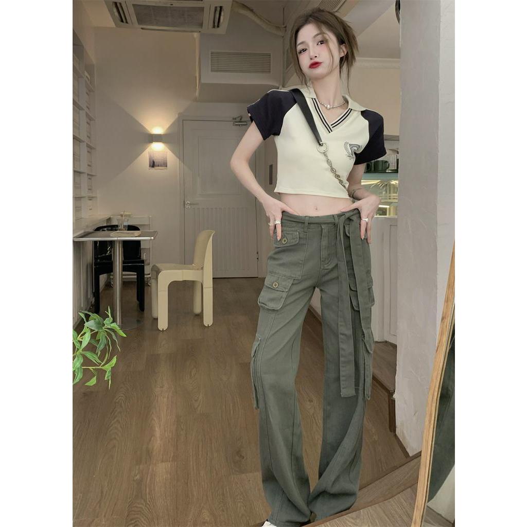 Áo polo Ngắn Tay Trễ Vai Màu Sắc vintage Thời Trang Mùa Hè Cho Nữ