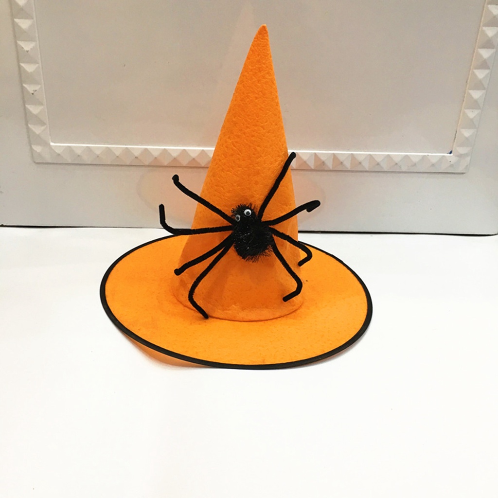 Mũ Phù Thủy Màu Đen Bằng Vải Không Dệt Hóa Trang Halloween Cho Người Lớn Và Trẻ Em