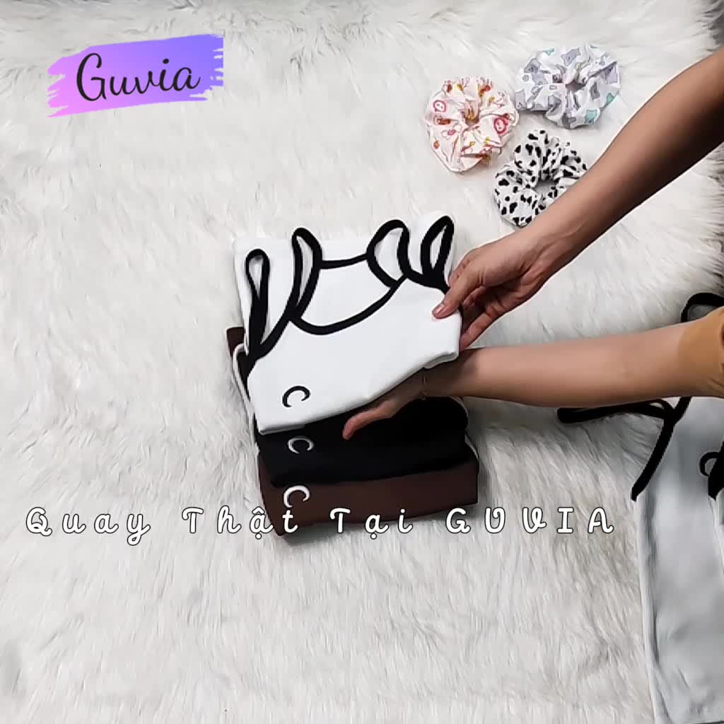 Áo Croptop SÁT NÁCH THÊU MẶT TRĂNG Ôm Body, Áo Thun Hai Dây Thời Trang Mùa Hè Chất Thun Gân GUVIA | BigBuy360 - bigbuy360.vn