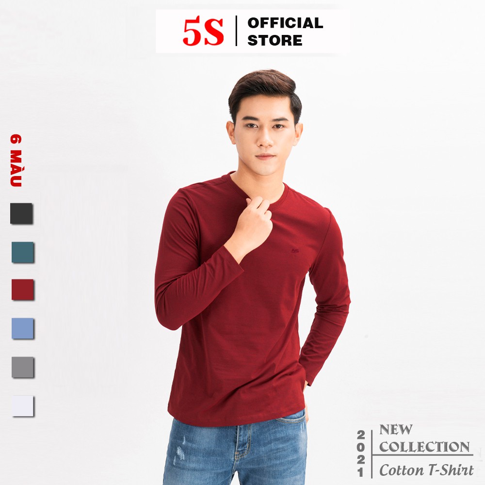 Áo Thun Dài Tay Nam 5S Cổ Tròn, 6 Màu Cơ Bản, Chất Liệu 95% Cotton, Phom Ôm Trẻ Trung, Vải Dày Vừa Phải