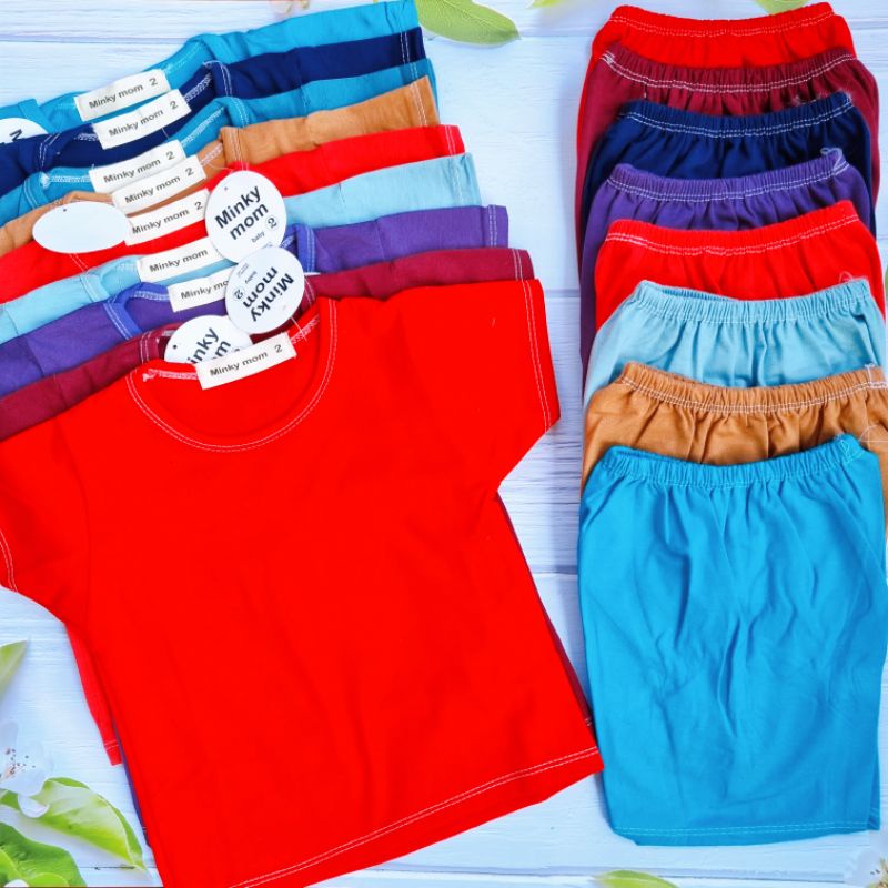 [Ảnh Thật] Bộ Quần Áo Cộc Tay Cho Bé Minky Mom 100% Cotton