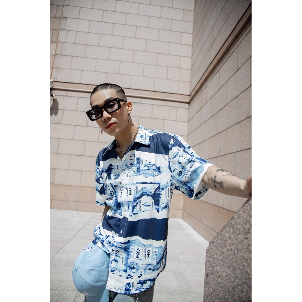 Sơ mi Họa Tiết MENDE CASSETTE Tay Ngắn Cổ Vest Thời Trang Unisex Vải Lụa Chéo | BigBuy360 - bigbuy360.vn