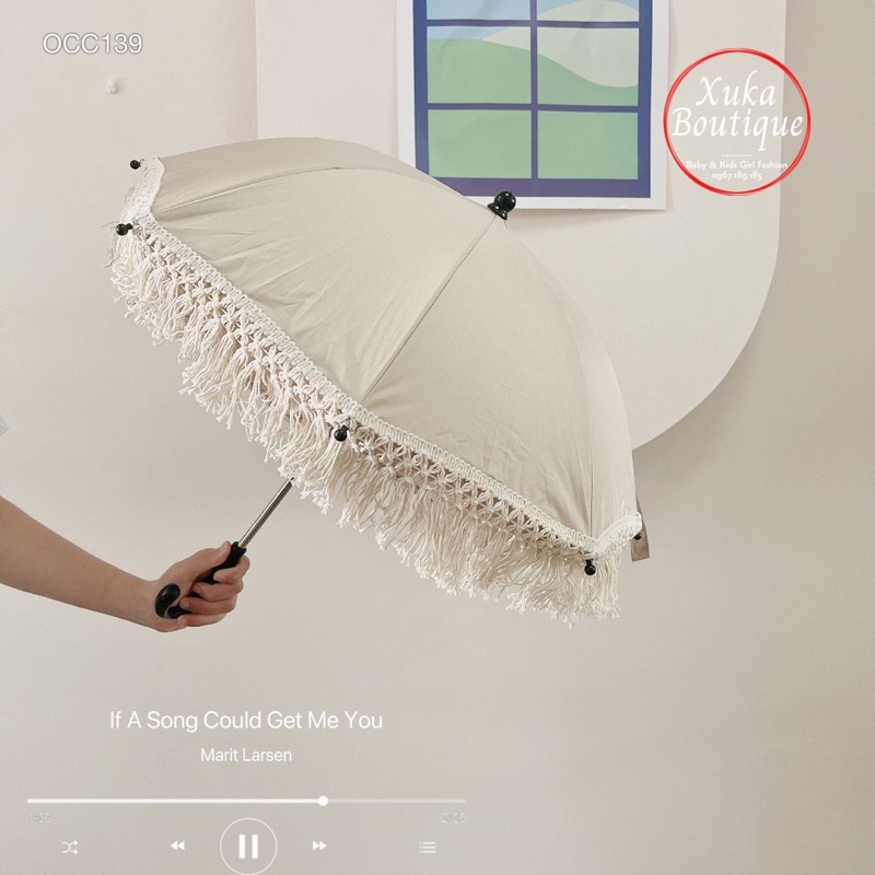 Ô Che Nắng Cầm Tay Viền Ren Cao Cấp Style Hàn Quốc Hình Gấu Thỏ Rất Xinh Cho Bé