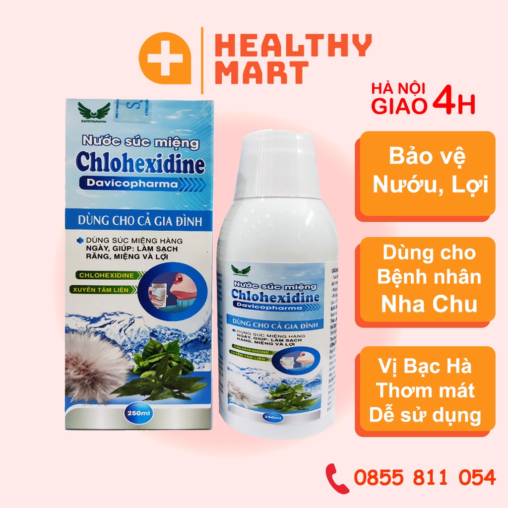 ✔️️️Nước súc miệng Chlorhexidine Dùng cho cả gia đình, sạch răng nướu lợi hằng ngày - Davicopharma chất lượng nhập khẩu