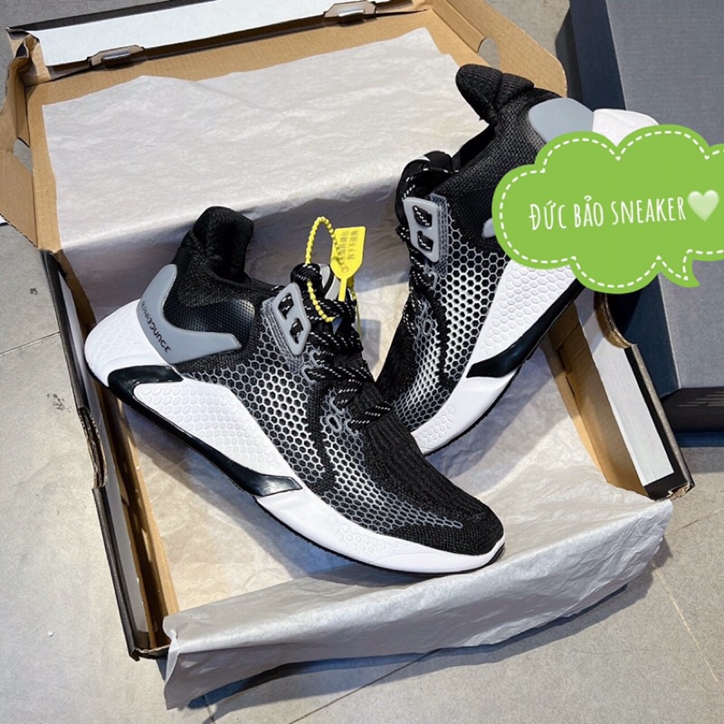 Giày alphabounce đen 11 . Giày sneaker nam nữ đen buộc dây kèm hộp