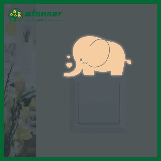 Miếng Dán Công Tắc Hình Chú Voi Nhỏ Dễ Thương Hiệu Mfonner Dạ Quang Trang Trí Phòng Ngủ / Phòng Khách